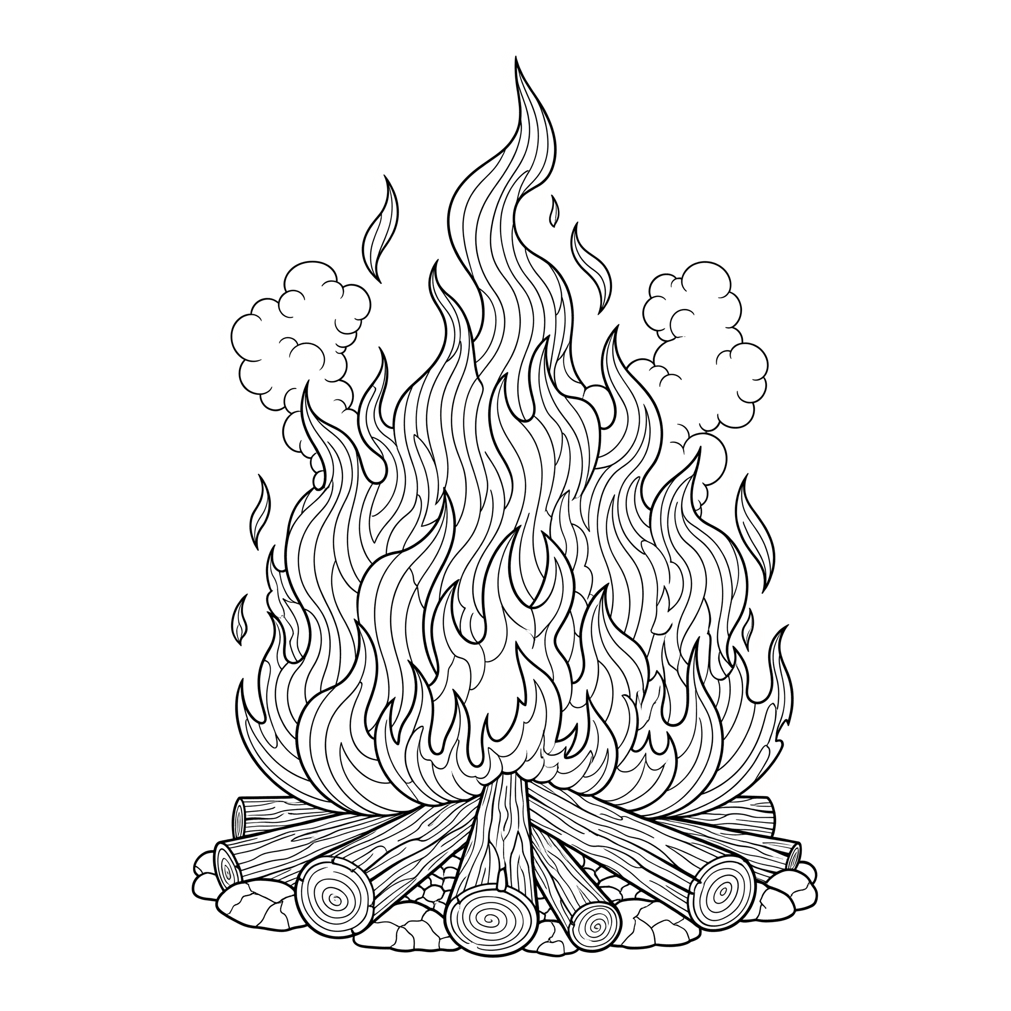 Großes Lagerfeuer Ausmalbild