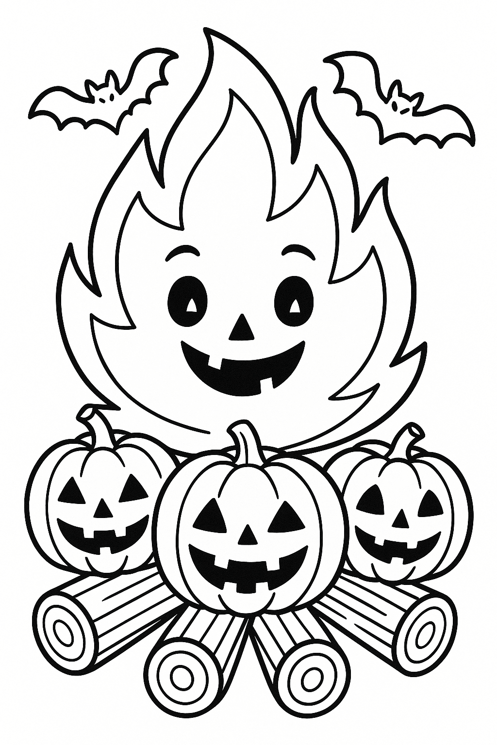 Halloween Lagerfeuer Ausmalbild