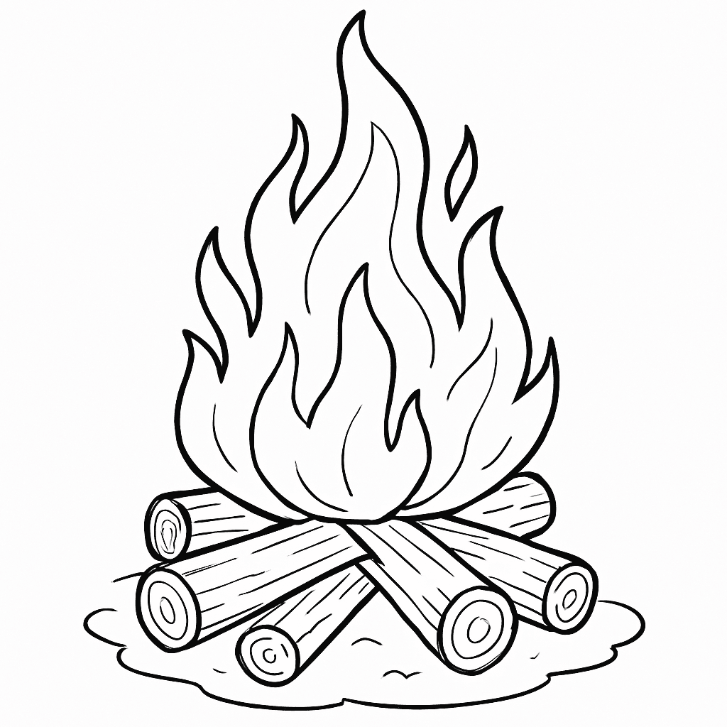 Klassisches Lagerfeuer Ausmalbild