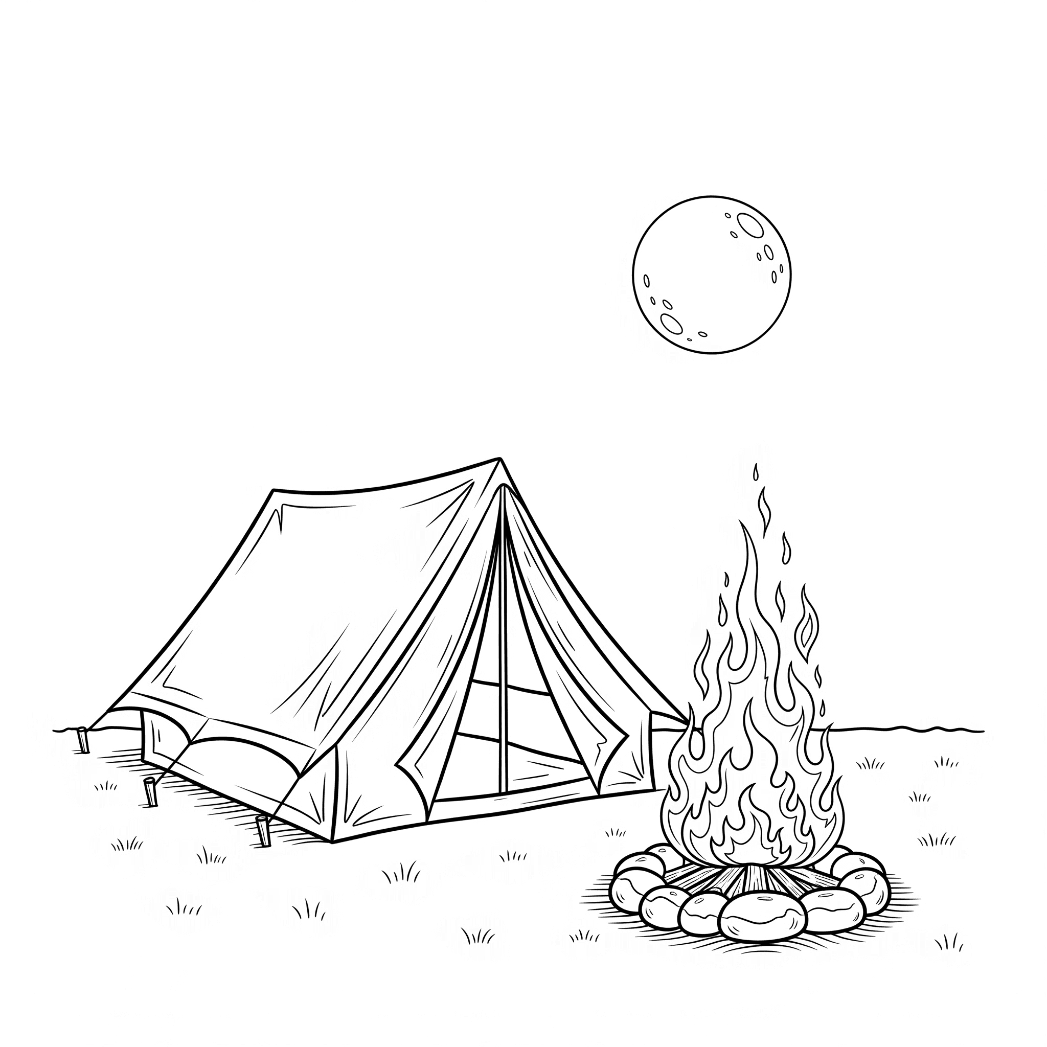 Lagerfeuer im Camping Ausmalbild