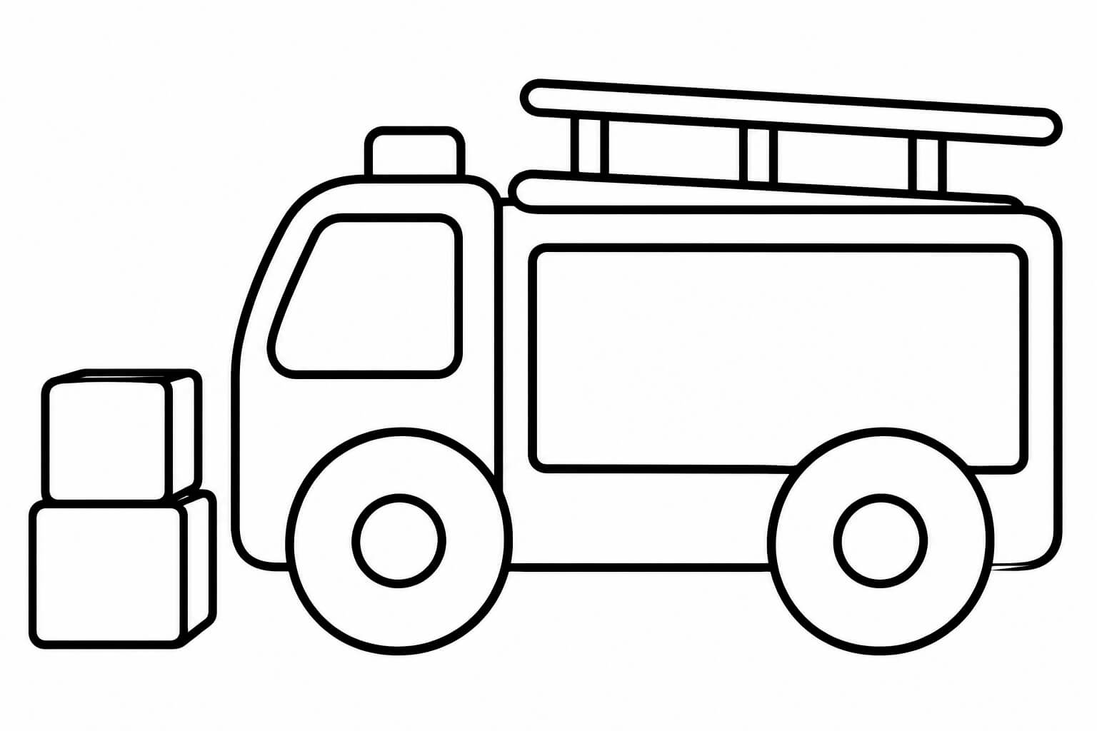 Feuerwehrauto als Spielzeug – Ausmalbild in Schwarz-Weiß