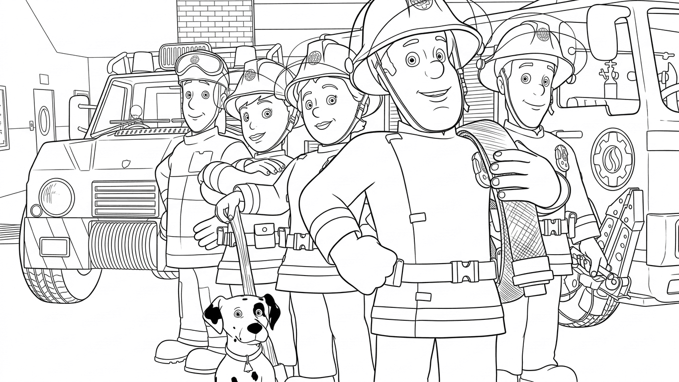 Feuerwehrmann Sam Feuerwehrauto Ausmalbild