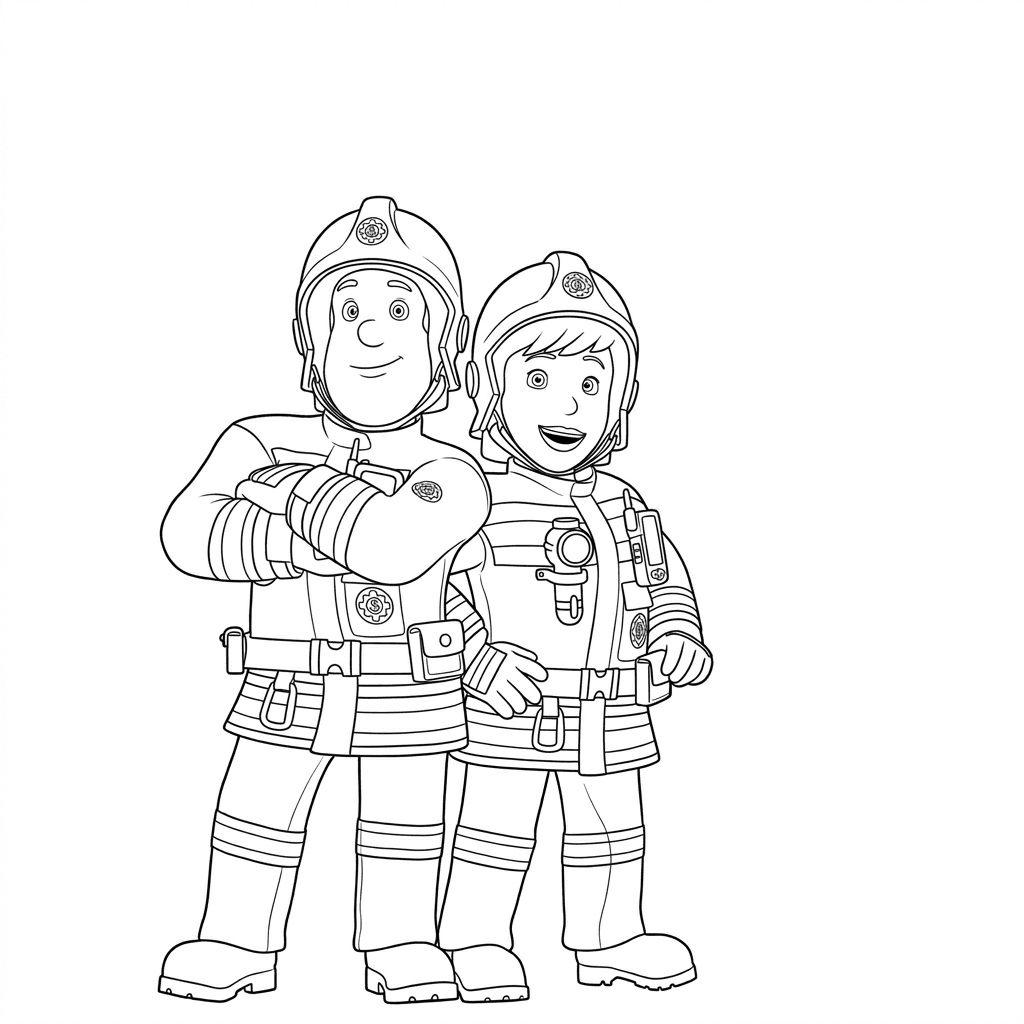 Feuerwehrmann Sam und Feuerwehrfrau Ausmalbild