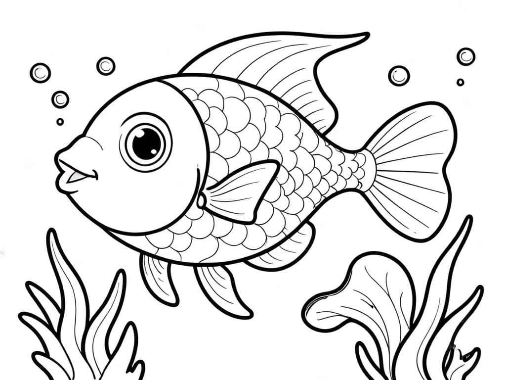 Fisch mit Blasen Ausmalbild