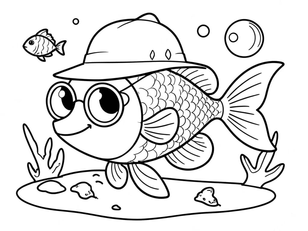 Fisch mit Brille Ausmalbild