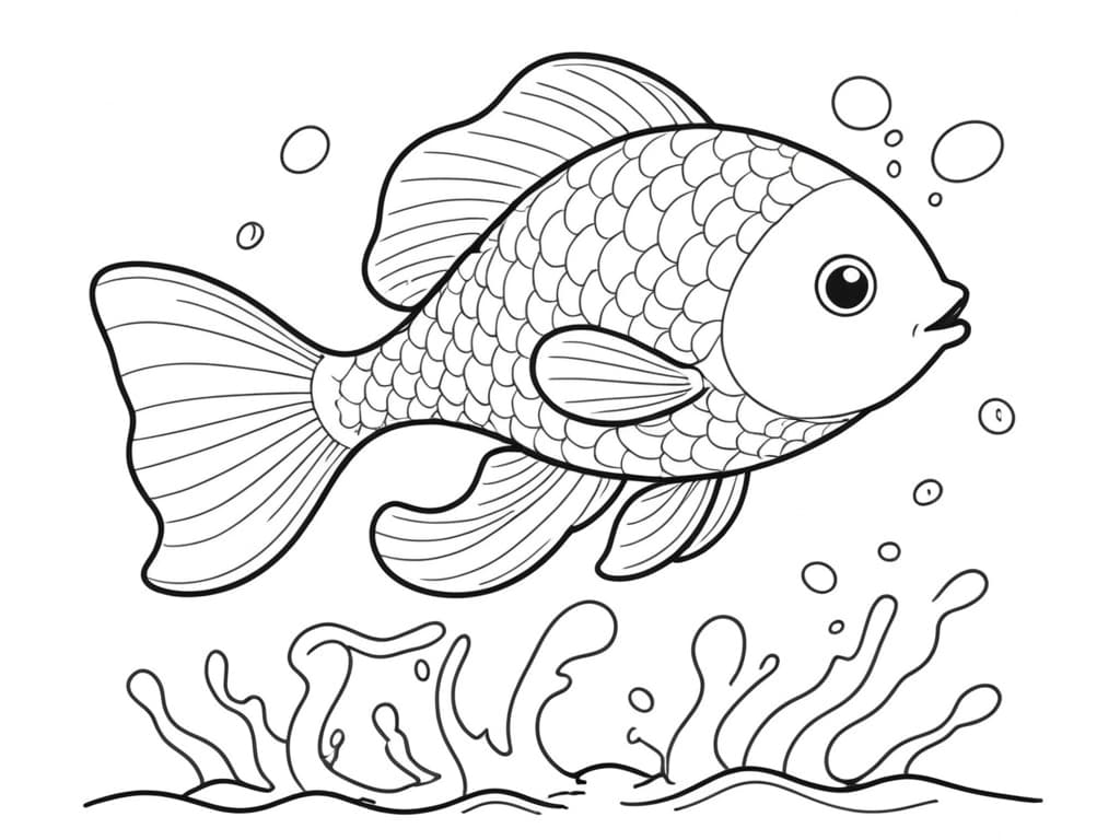 Fisch springt aus dem Wasser Ausmalbild