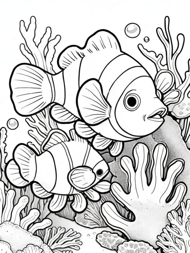 Fische und Korallen Ausmalbild