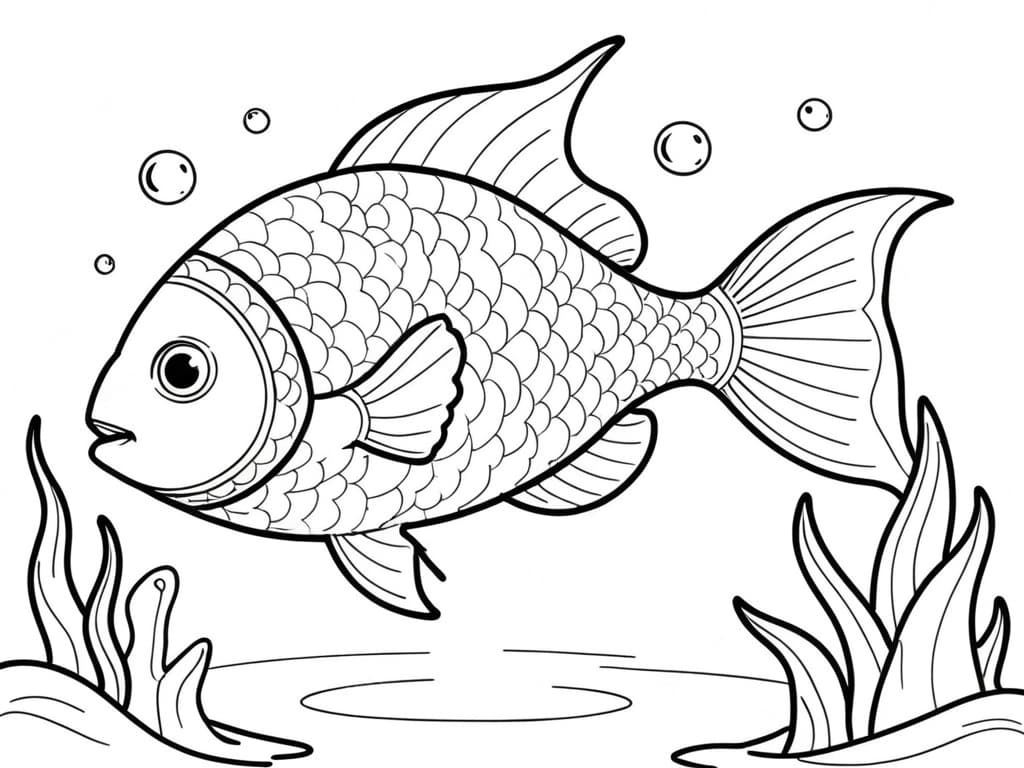 Schwimmender Fisch Ausmalbild