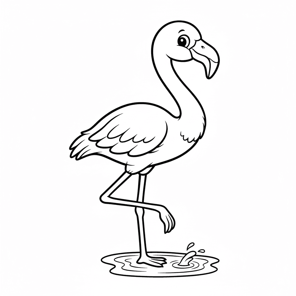 Flamingo im Cartoon-Stil Ausmalbild