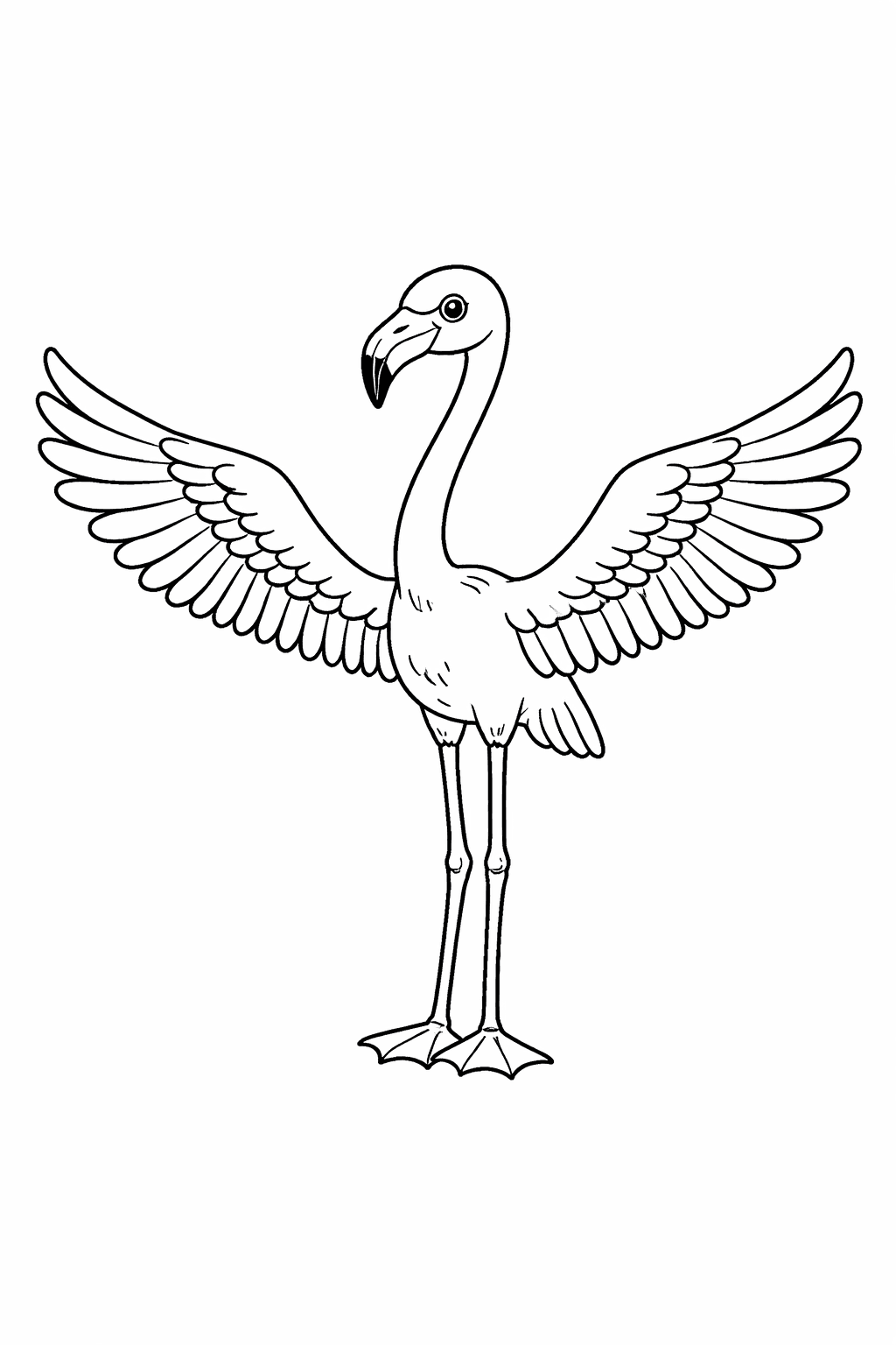 Flamingo mit ausgebreiteten Flügeln Ausmalbild