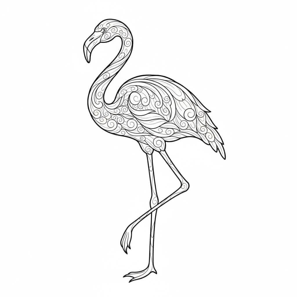 Künstlerischer Flamingo Ausmalbild