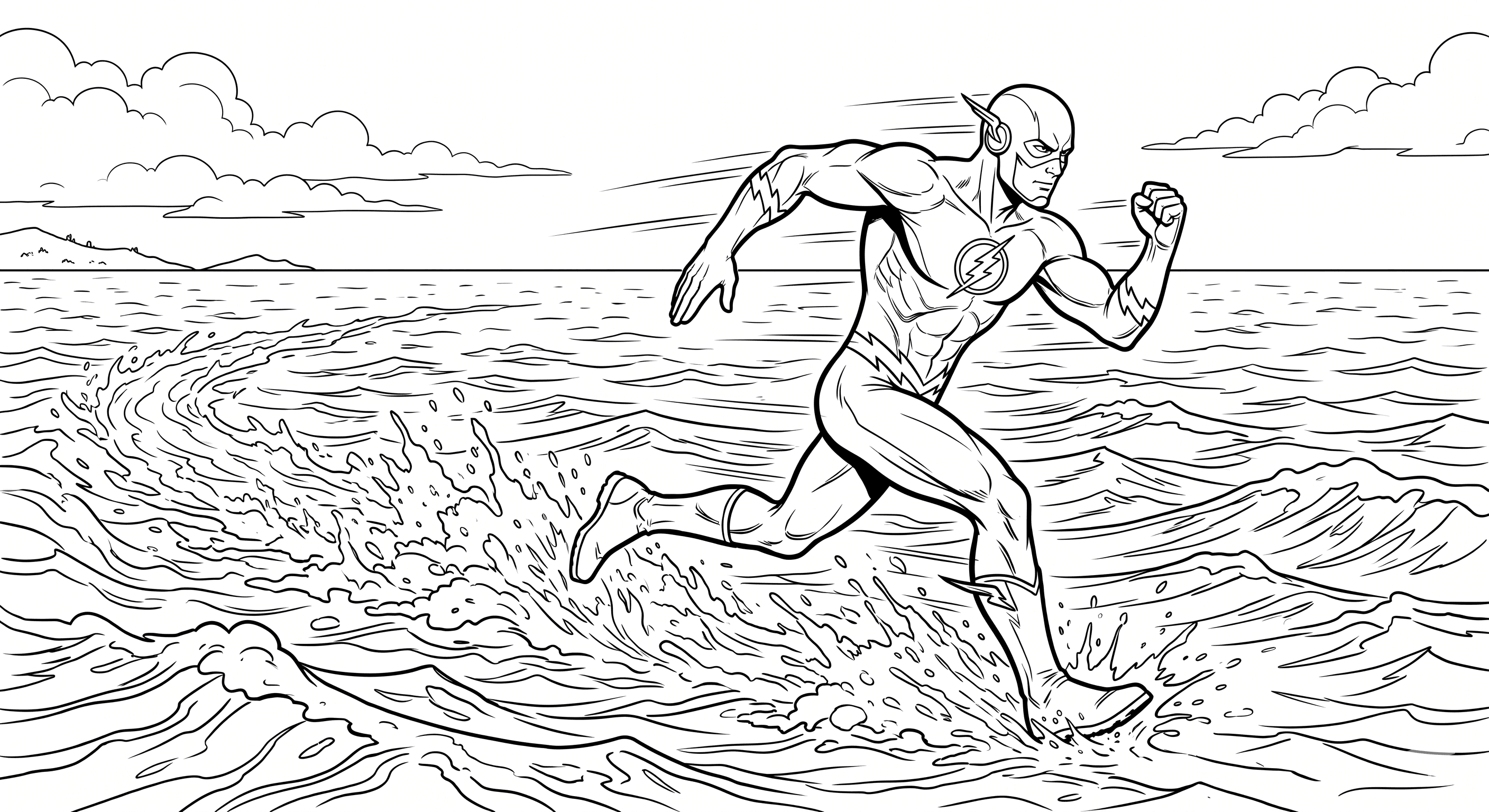 Flash rennt im Meer Ausmalbild