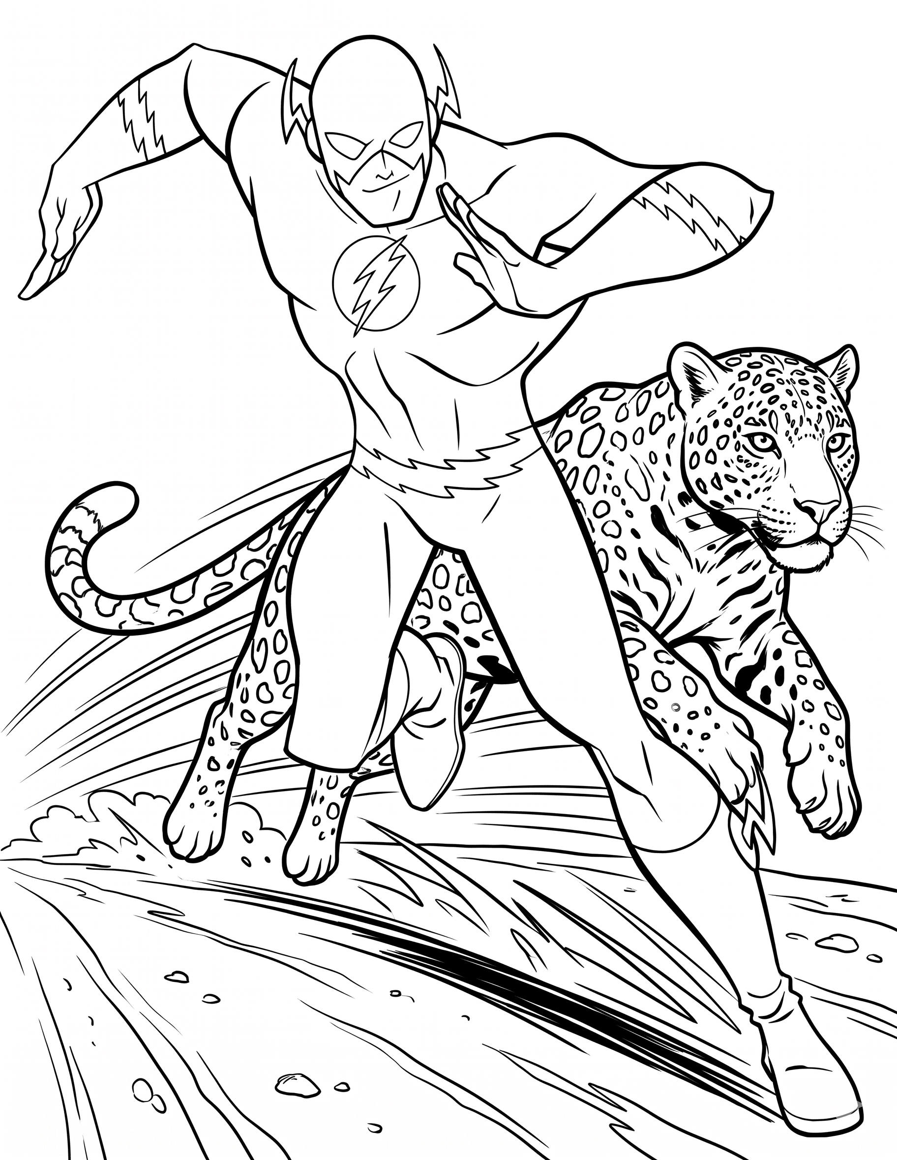 Flash und Jaguar Ausmalbild