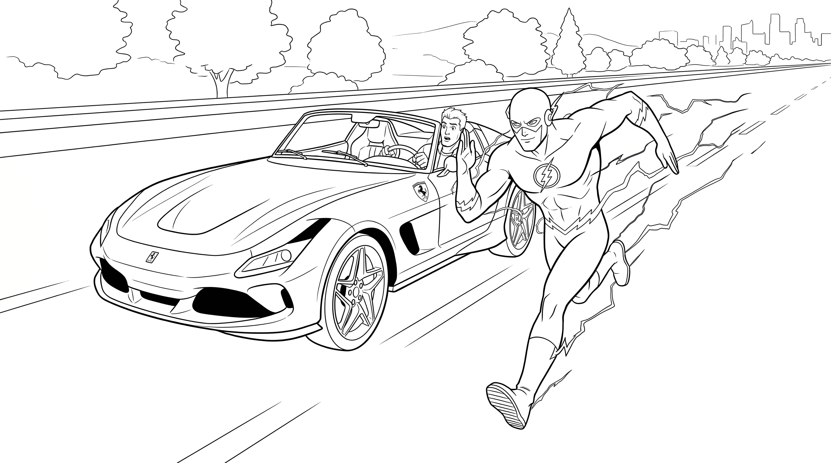 Flash vs Ferrari Ausmalbild