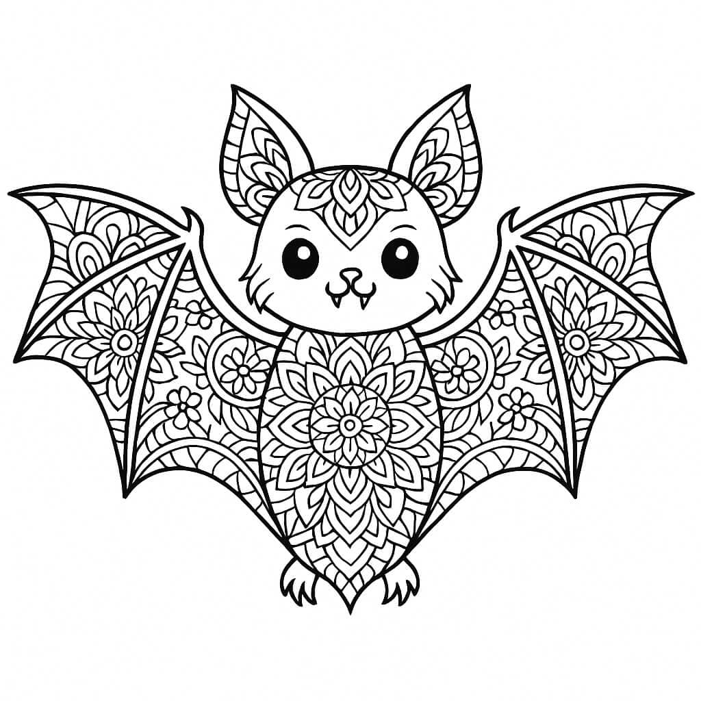 Fledermaus Mandala Ausmalbild