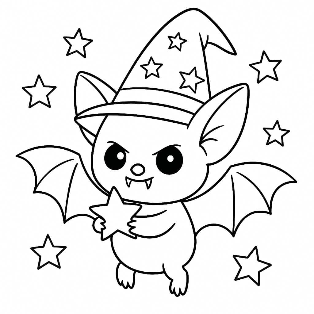 Fledermaus mit Zauberhut Ausmalbild
