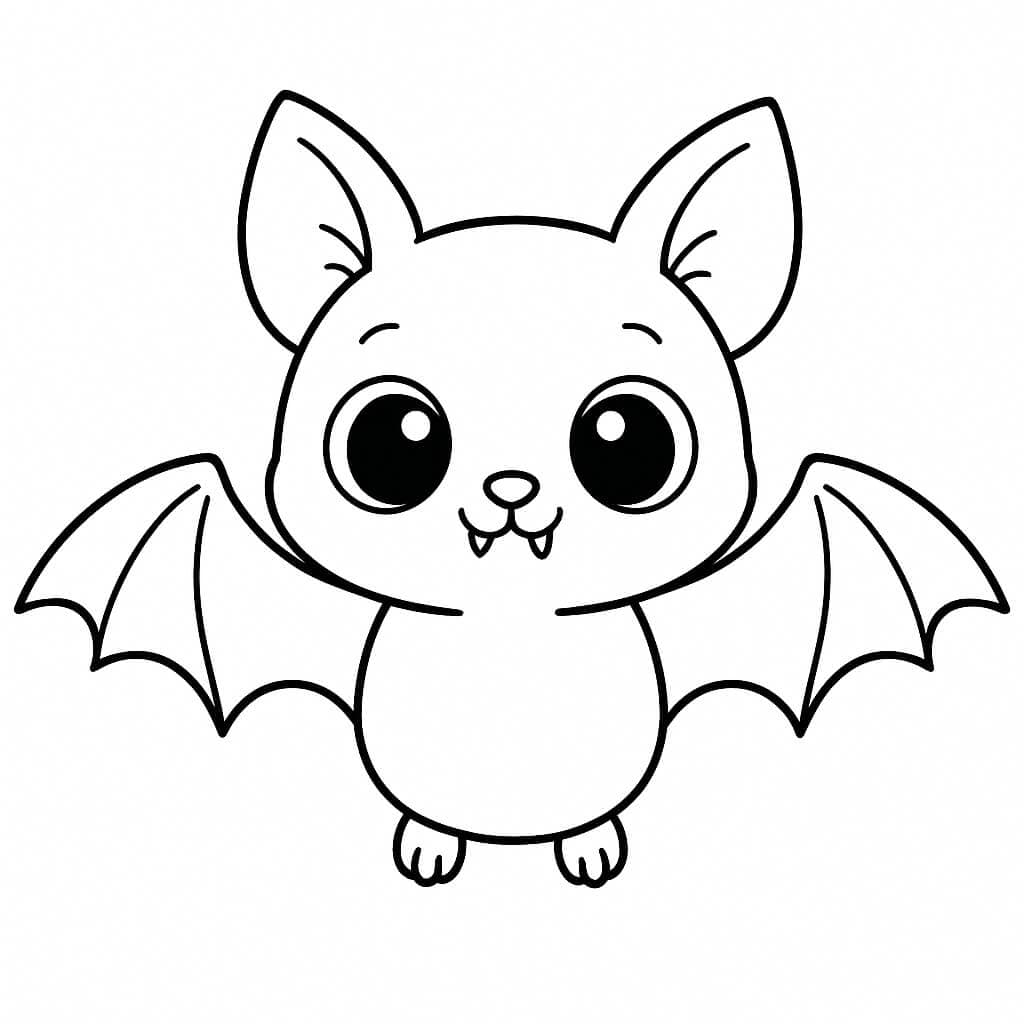 Kawaii-Fledermaus Ausmalbild