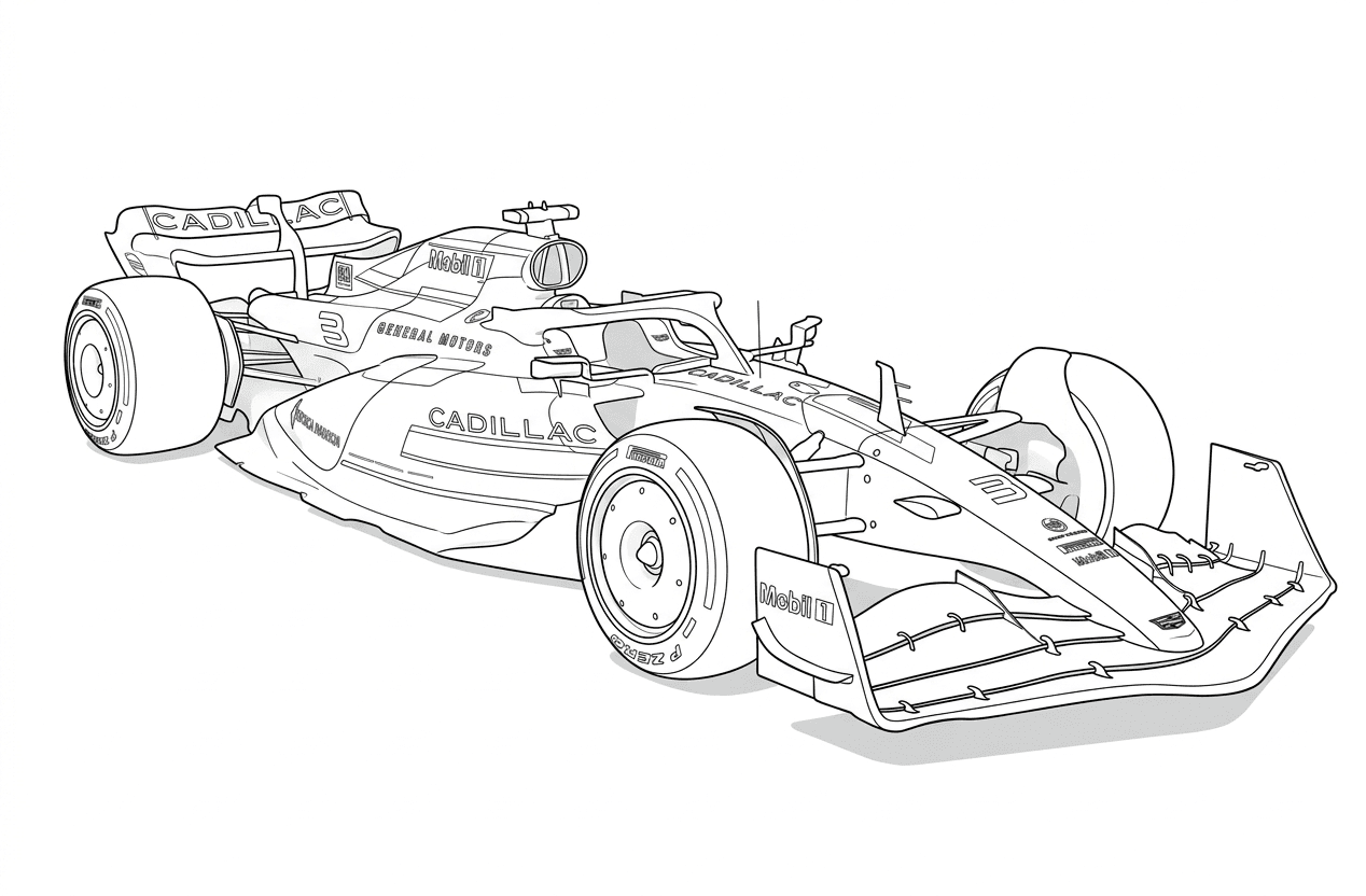 Formel 1 Cadillac Ausmalbild