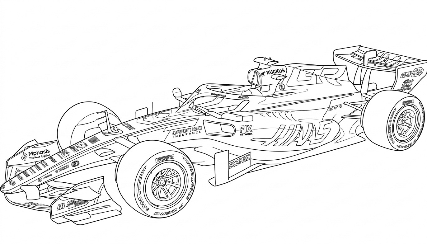 Formel 1 Haas VF26 Ausmalbild