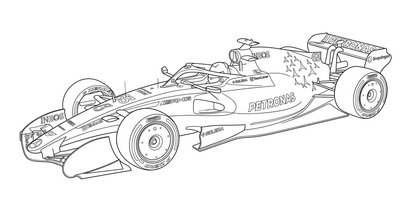 Formel 1 Mercedes AMG W17 Ausmalbild