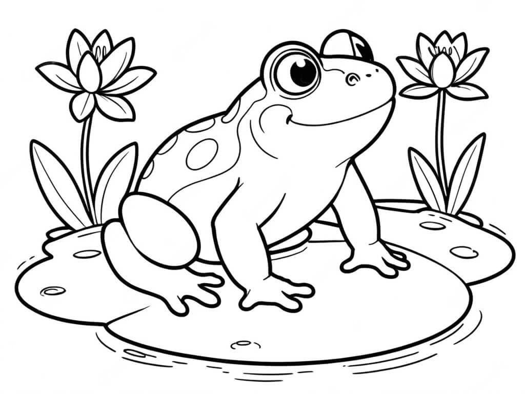 Frosch auf Seerose Ausmalbild