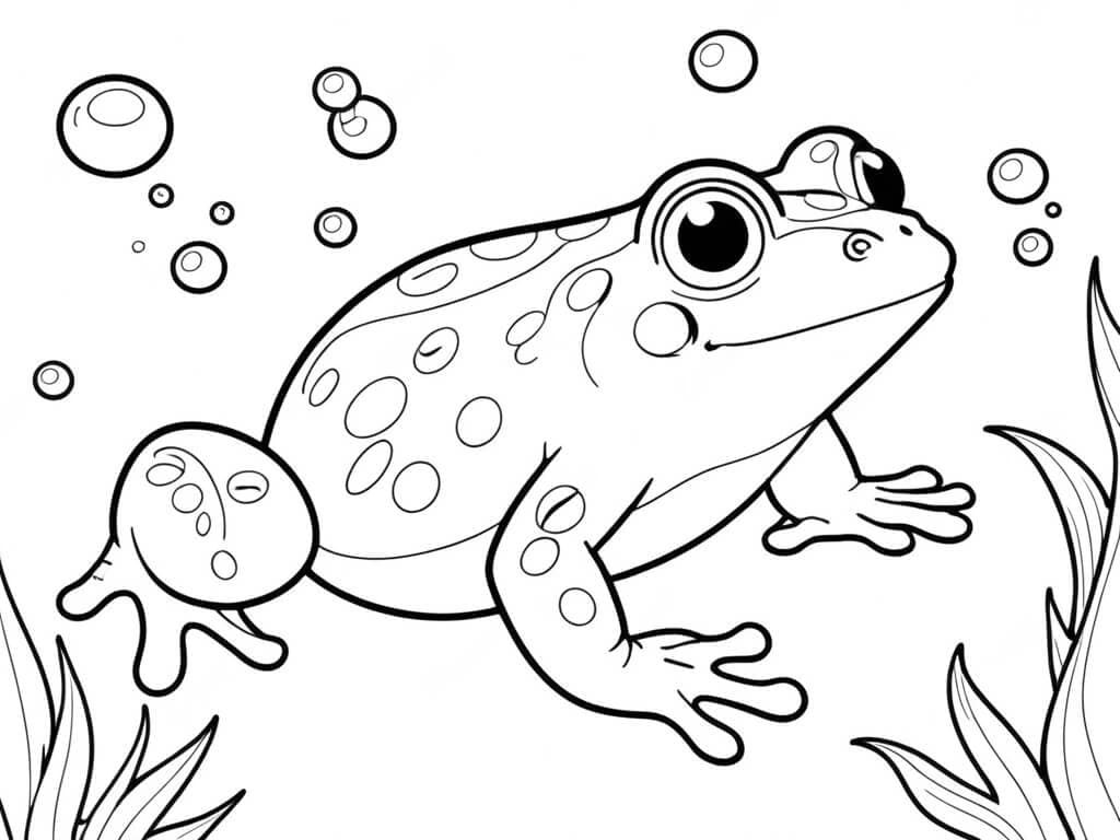 Frosch mit Wasserblasen Ausmalbild