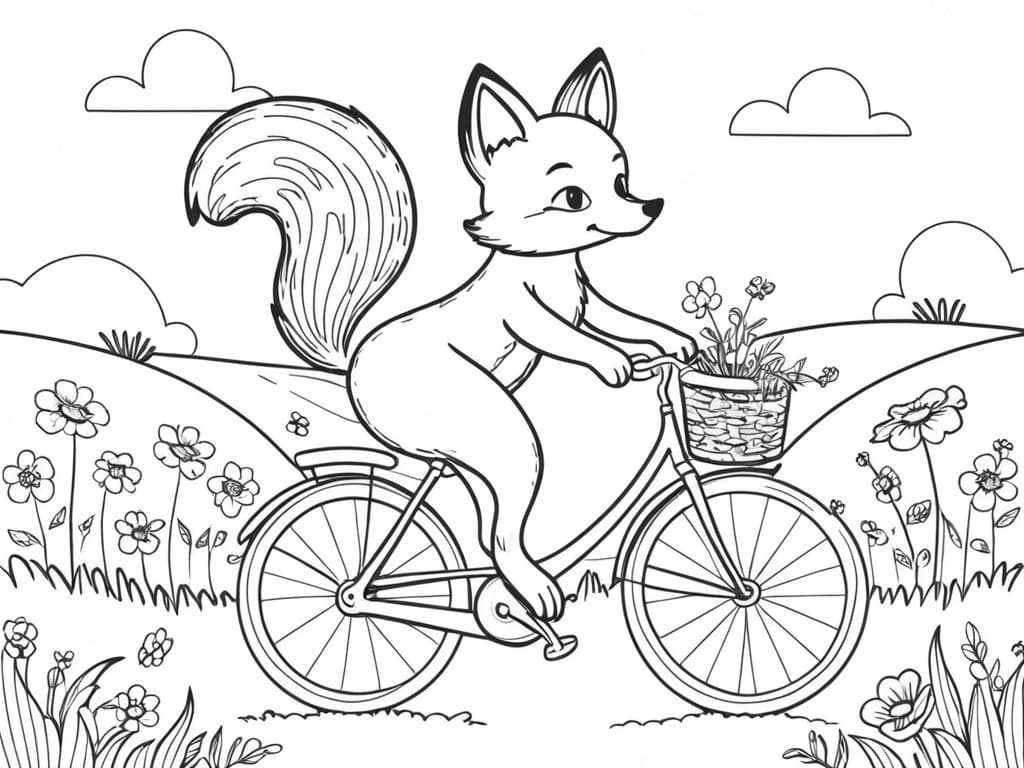Fuchs fährt Fahrrad Ausmalbild