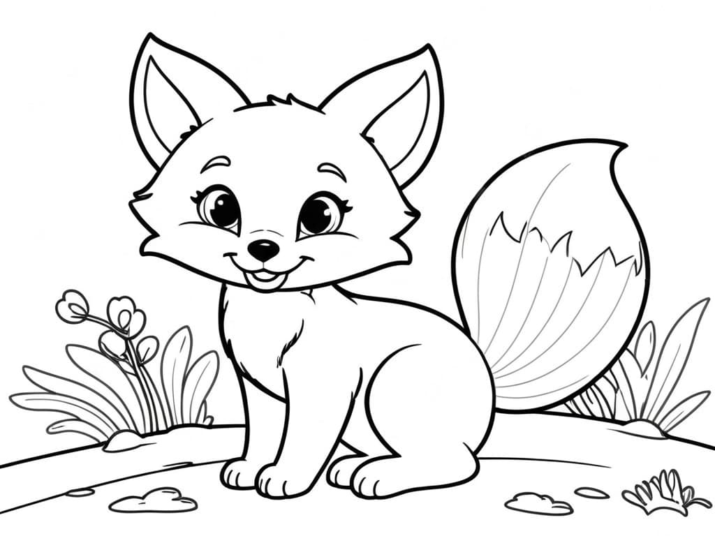 Fuchs im Garten Ausmalbild