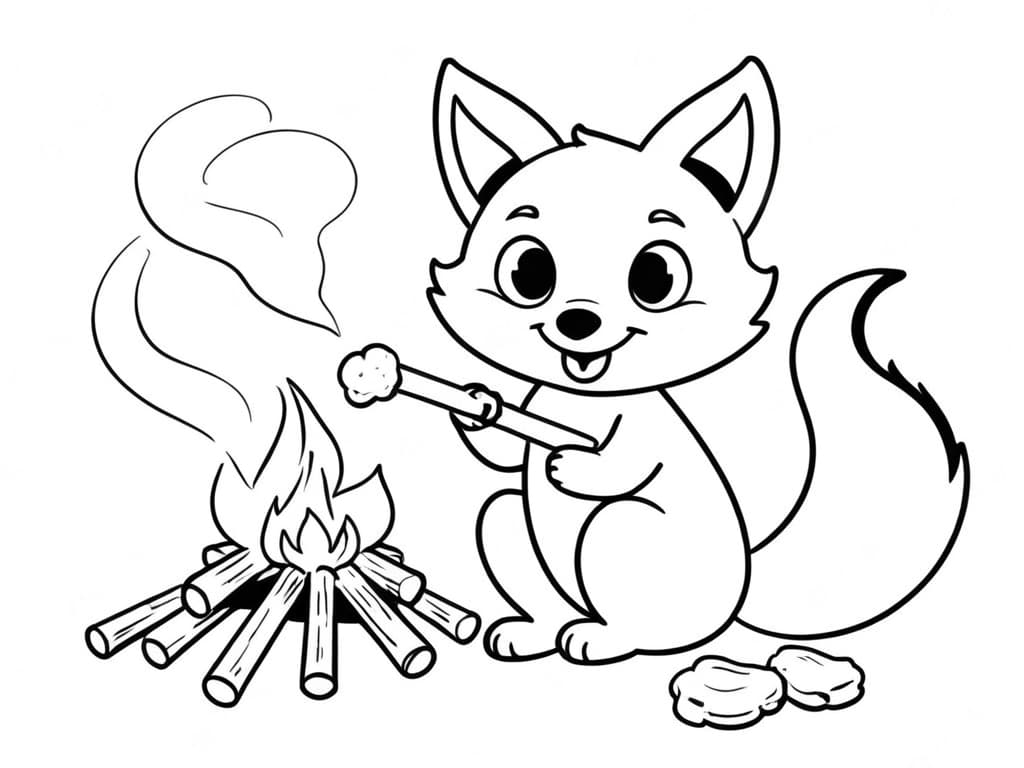 Fuchs isst Marshmallow Ausmalbild