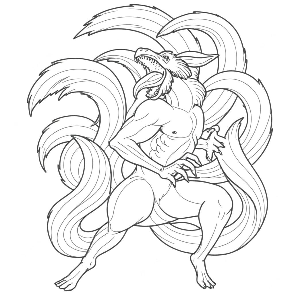 Neunschwänziger Naruto-Fuchs Ausmalbild