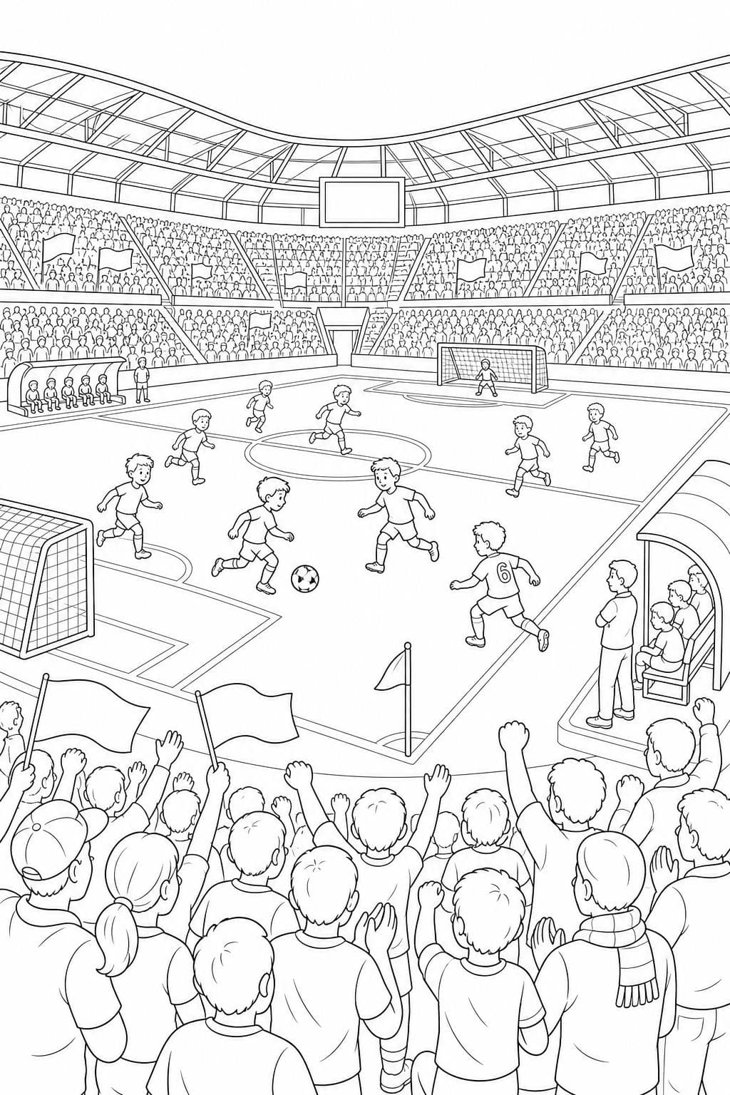 Fußball im Stadion Ausmalbild
