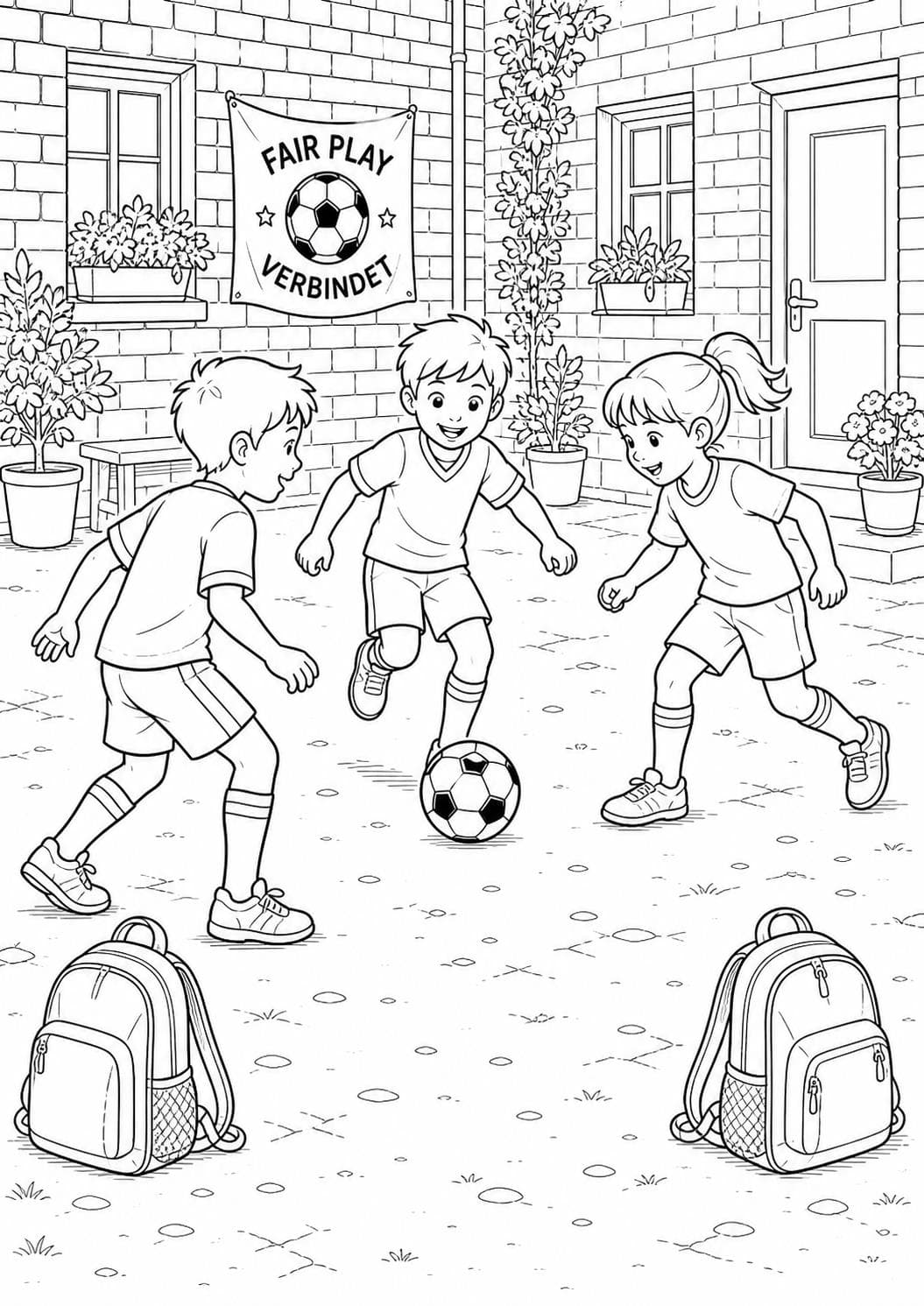 Straßenfußball Ausmalbild