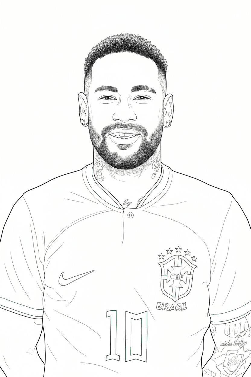 Klassischer Neymar Fußballspieler Ausmalbild
