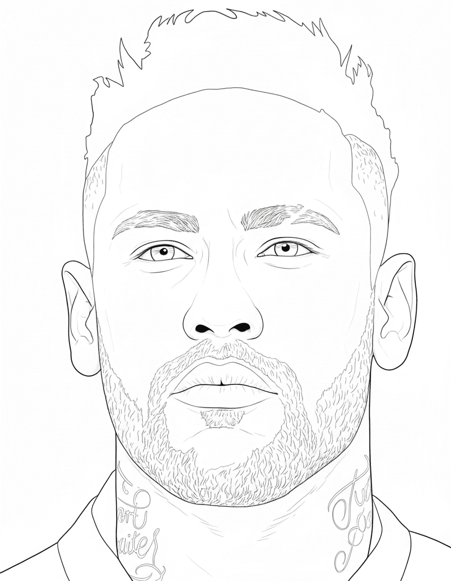 Neymar Porträt Fußballspieler Ausmalbild