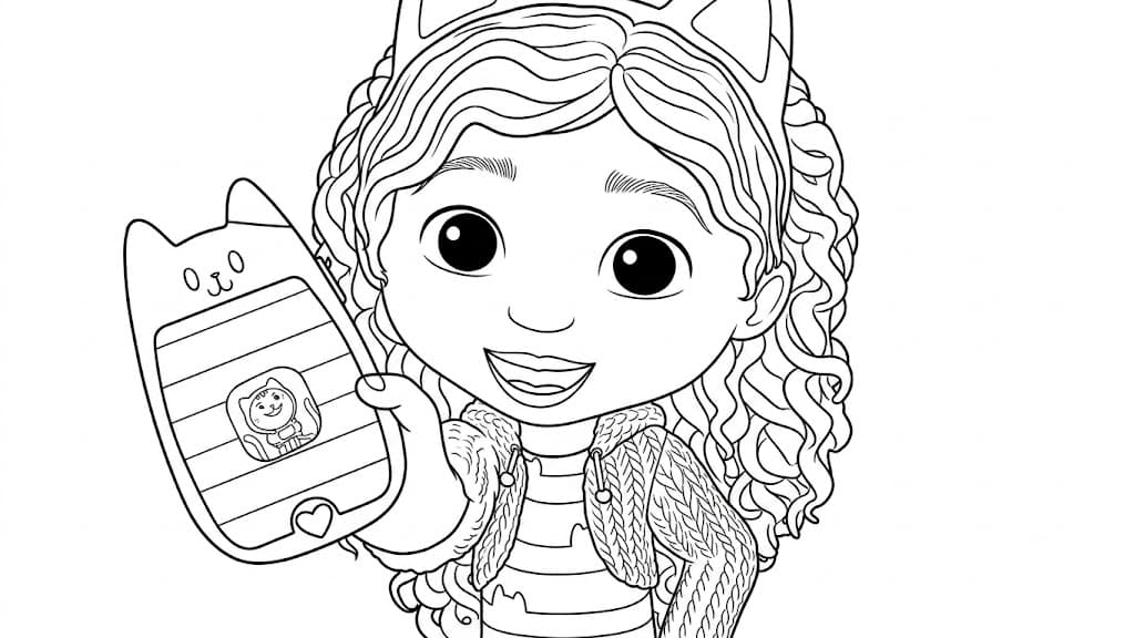 Gabby mit Smartphone Ausmalbild