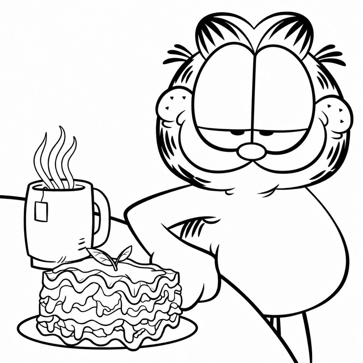 Garfield mit Essen Ausmalbild