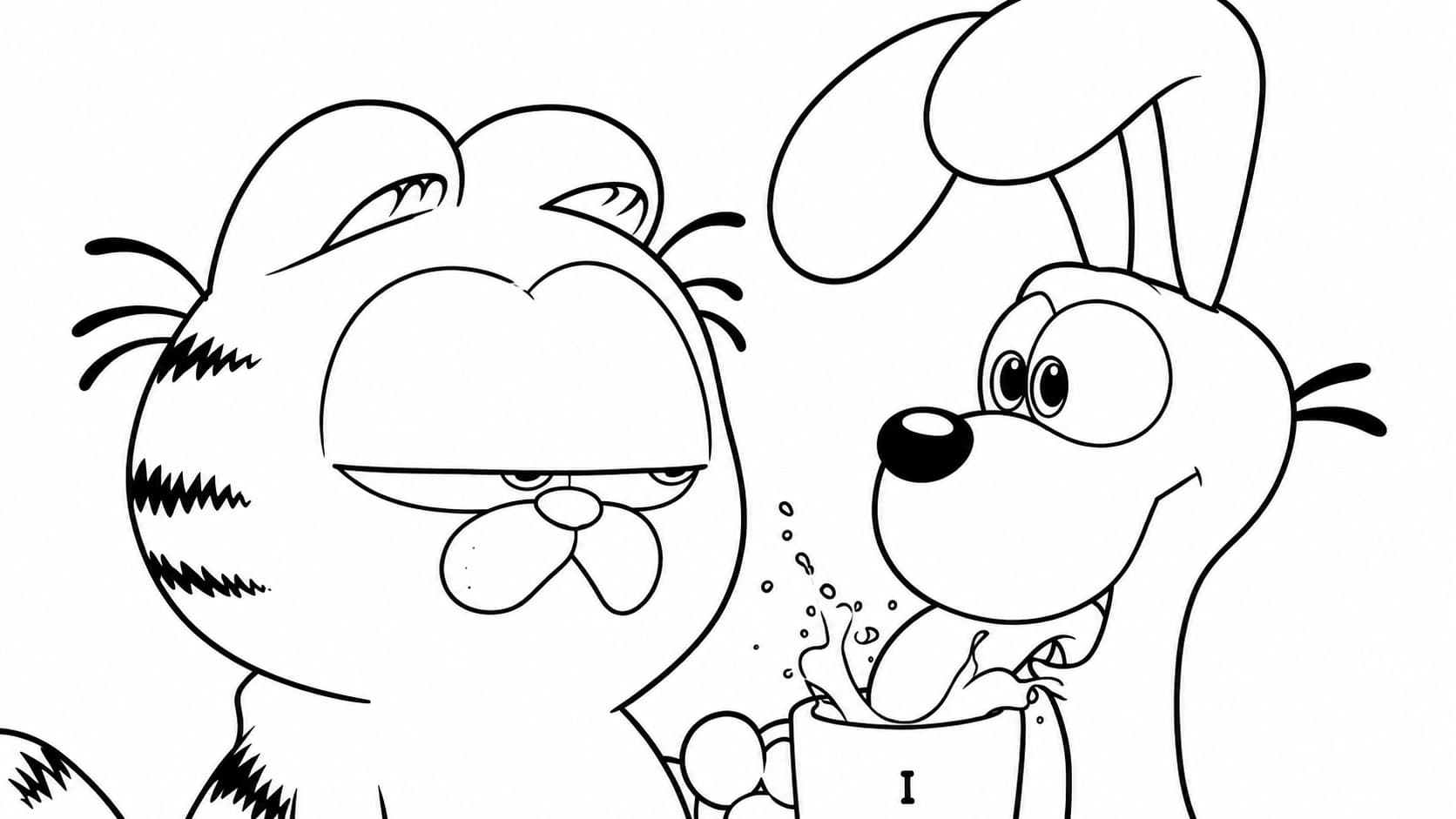 Garfield und Odie Ausmalbild