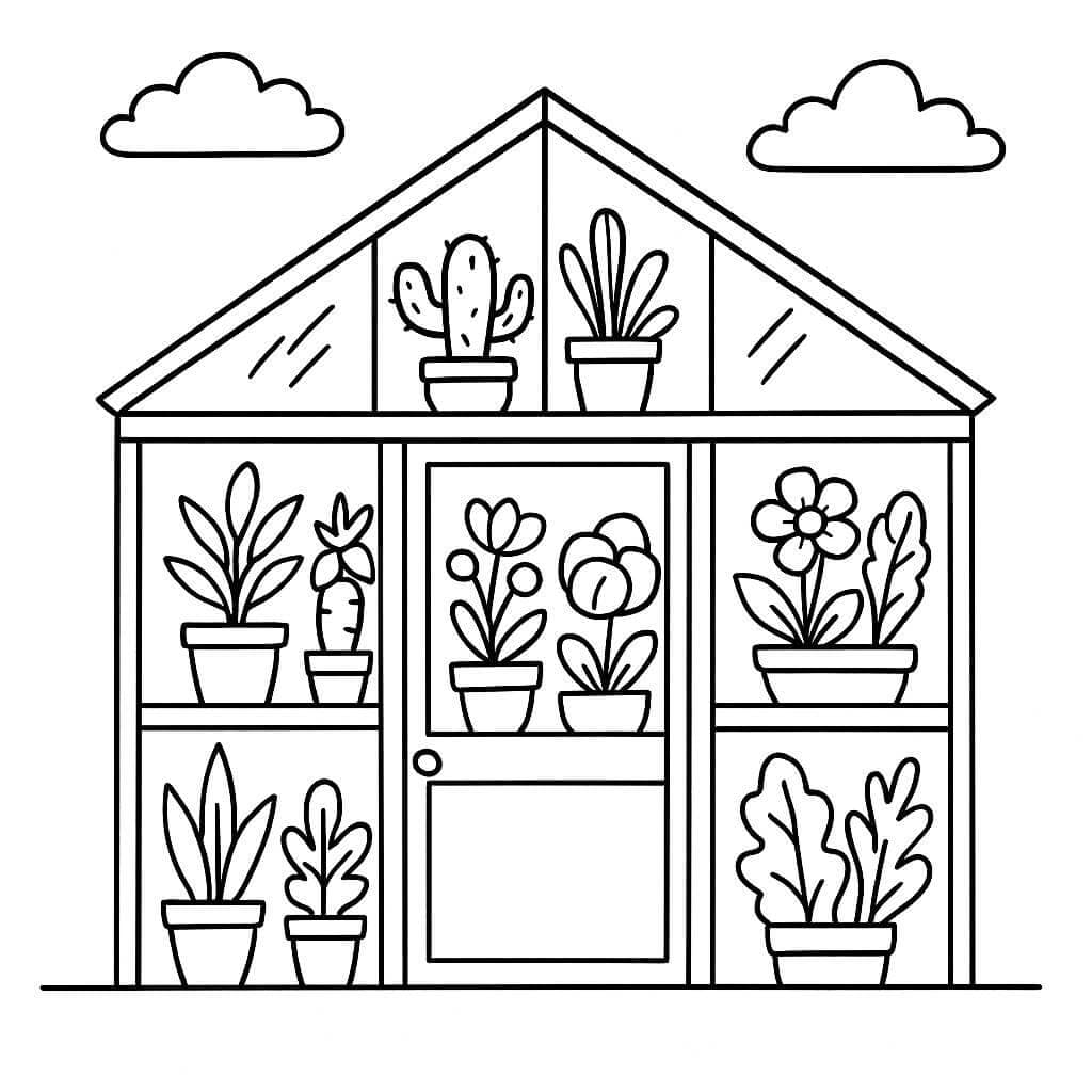 Garten-Gewächshaus Ausmalbild