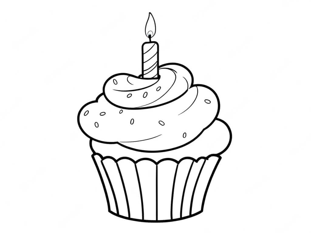 Geburtstags-Cupcake Ausmalbild