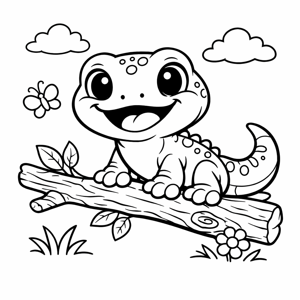 Gecko Cartoon Ausmalbild