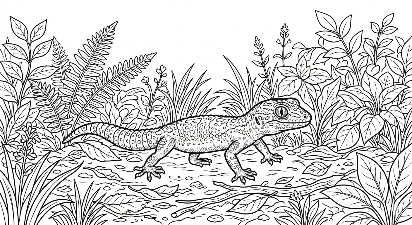 Gecko im Dschungel Ausmalbild