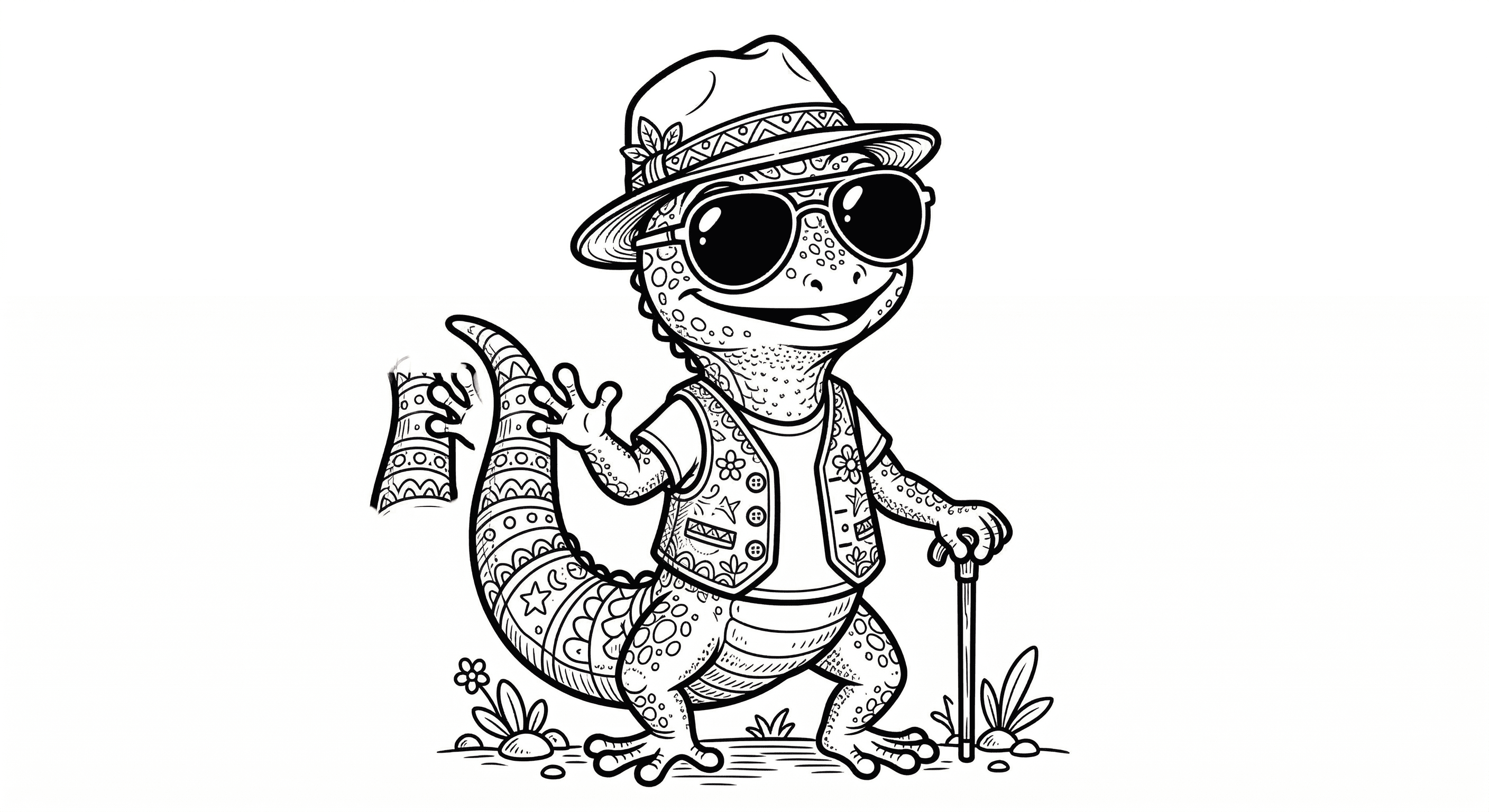 Gecko mit Sonnenbrille Ausmalbild