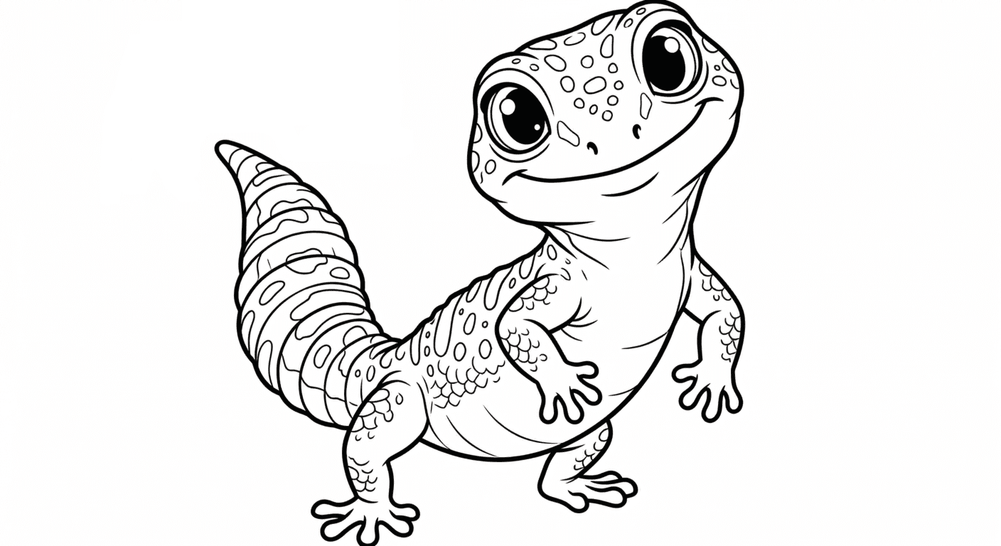 Glücklicher Gecko Ausmalbild