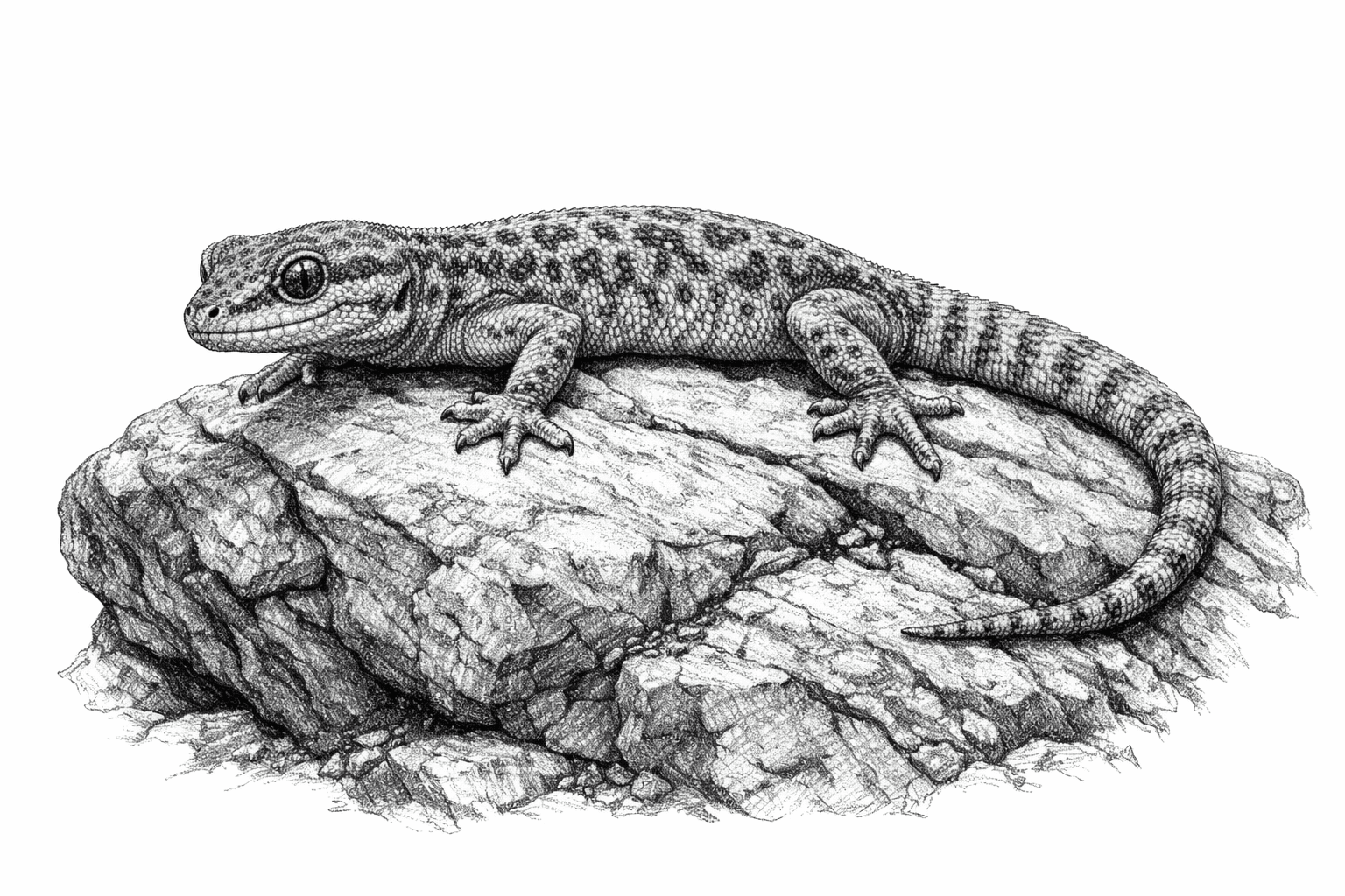 Realistischer Gecko auf Stein Ausmalbild