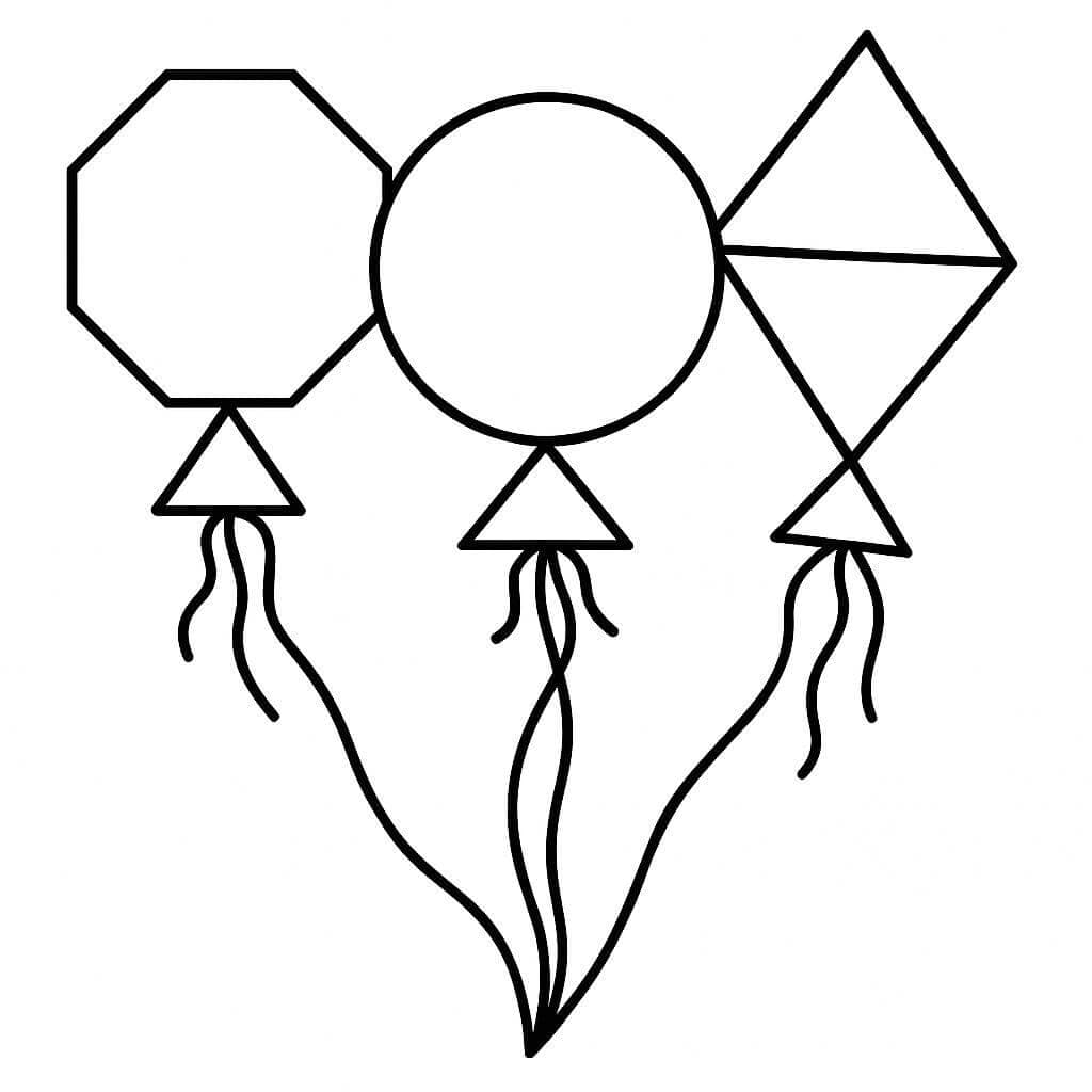 Geometrische Ballons zum Ausmalen