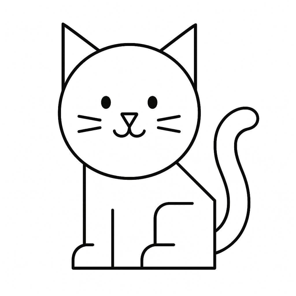 Geometrische Katze zum Ausmalen
