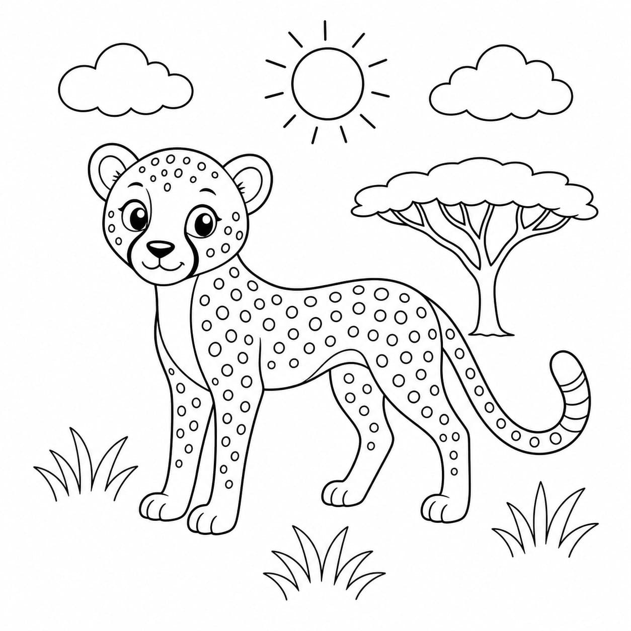 Einfacher Gepard Ausmalbild