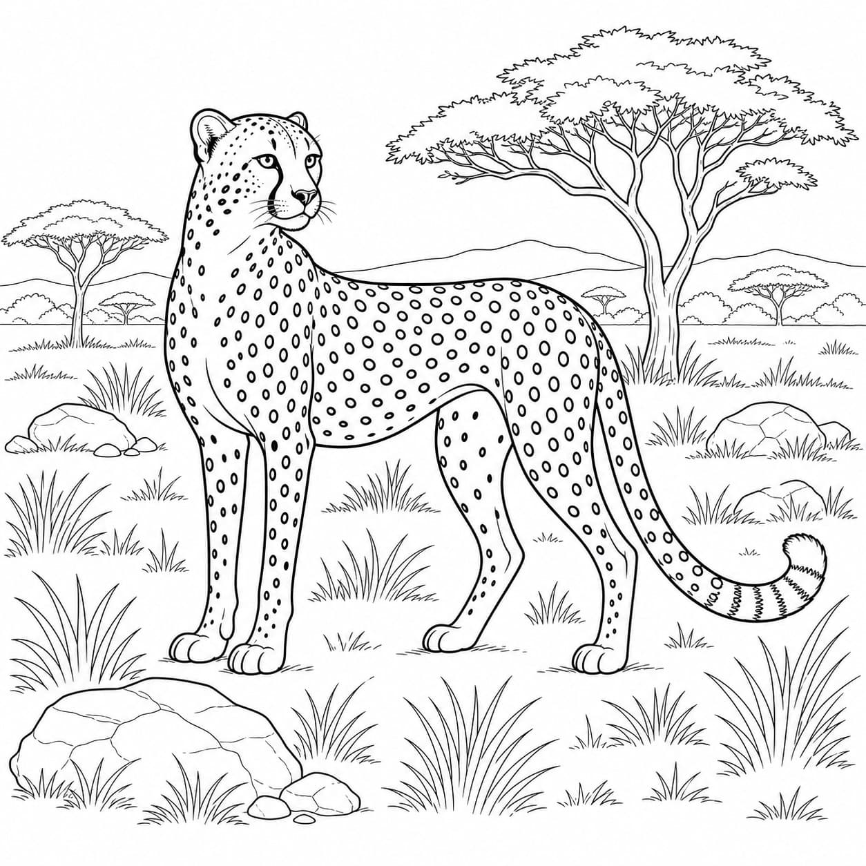 Realistischer Gepard Ausmalbild