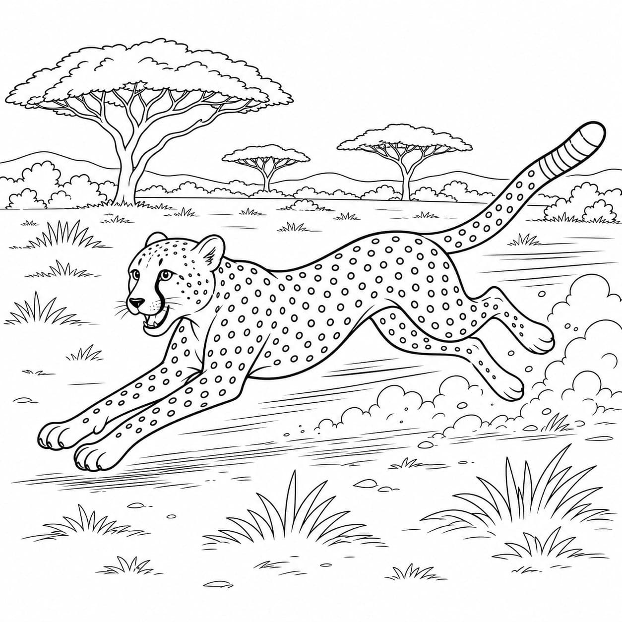Rennender Gepard Ausmalbild