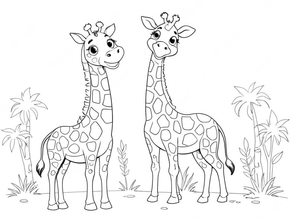 Giraffe in der Vegetation Ausmalbild